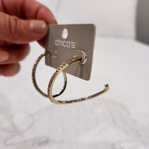 NWT Chico's gold sparkle hoop earrings